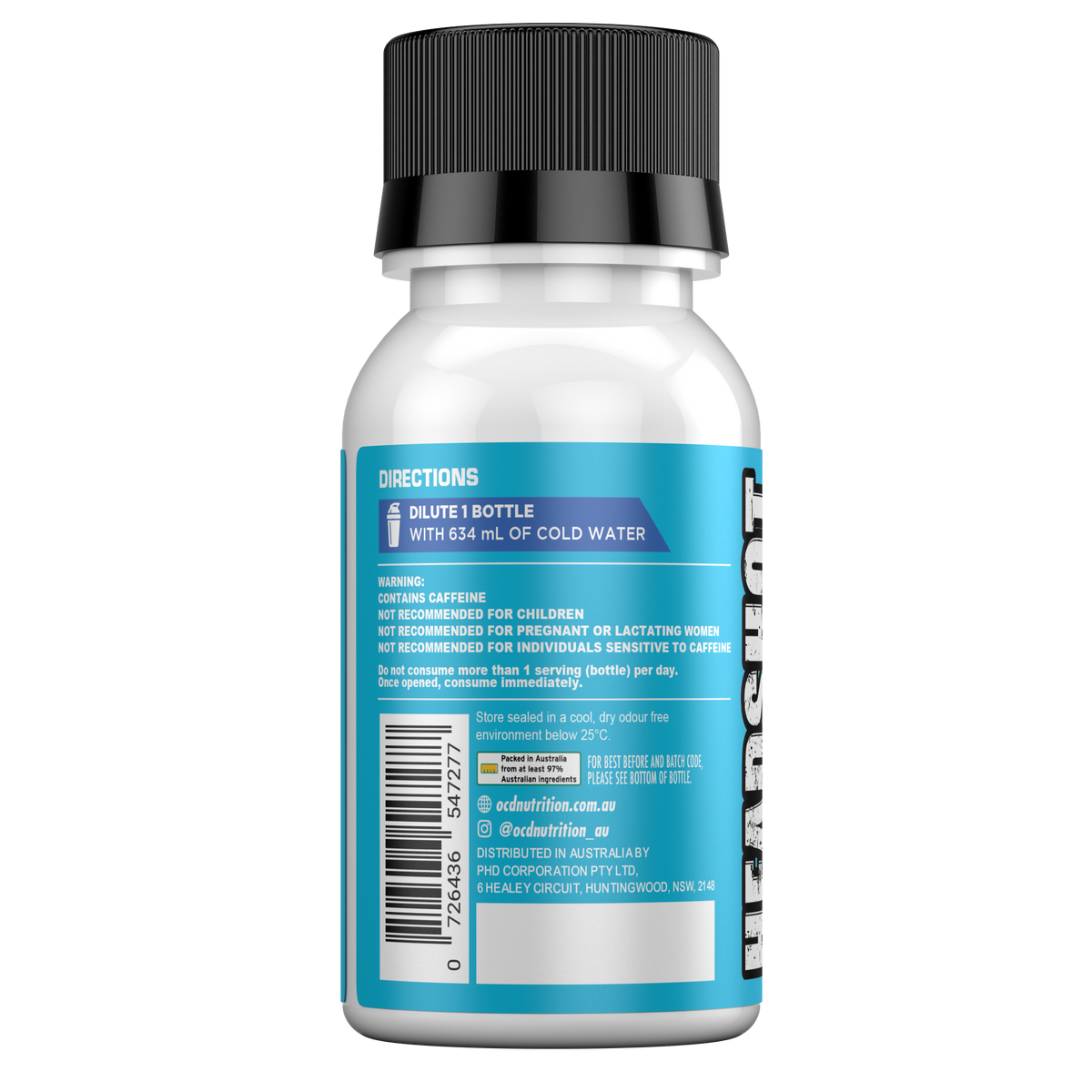 Headshot Energy Shot – Blue Raspberry, nutrition panel