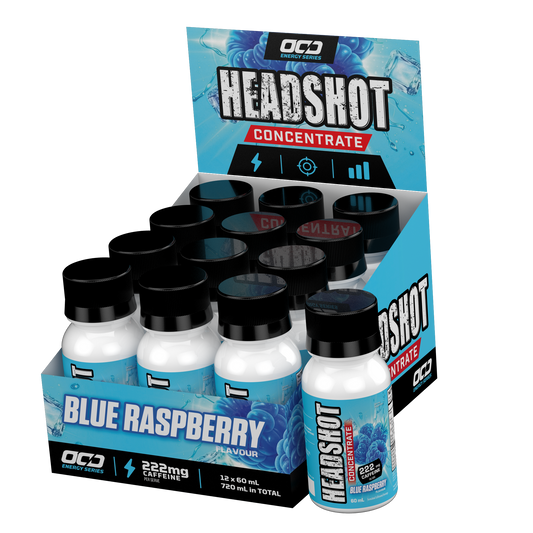 Headshot Energy Shots – Blue Raspberry, box of 12