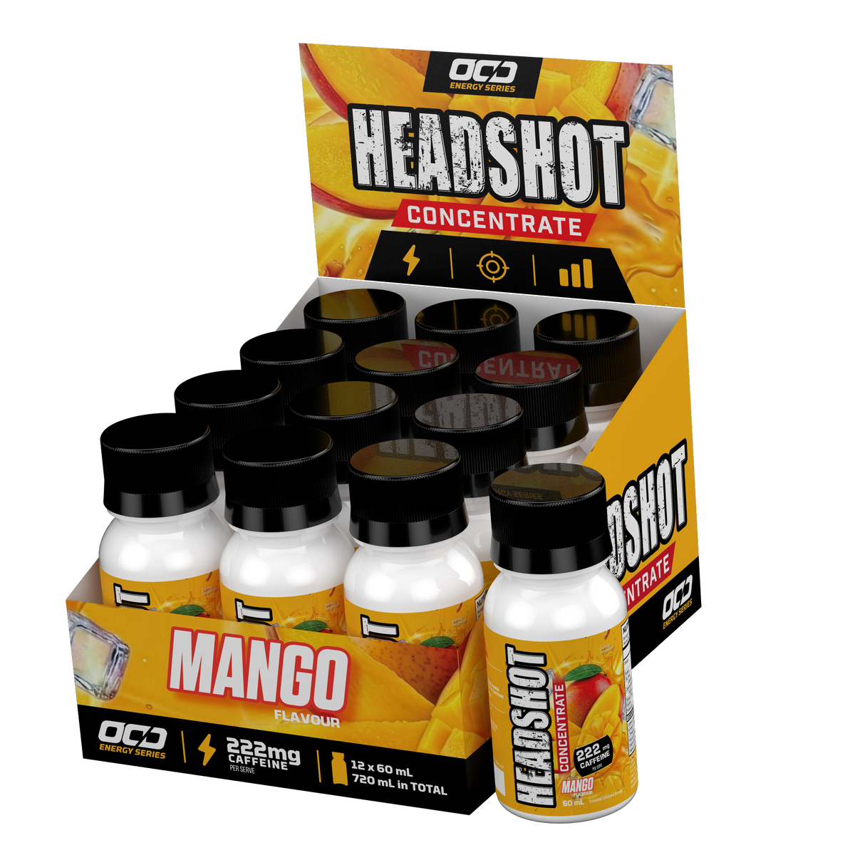 Headshot Energy Shots – Mango, box of 12